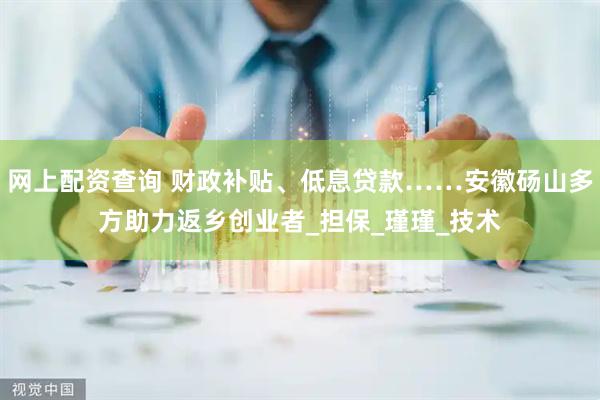 网上配资查询 财政补贴、低息贷款……安徽砀山多方助力返乡创业者_担保_瑾瑾_技术