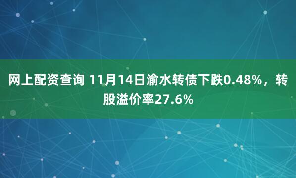 网上配资查询 11月14日渝水转债下跌0.48%,转股溢价率27.6%